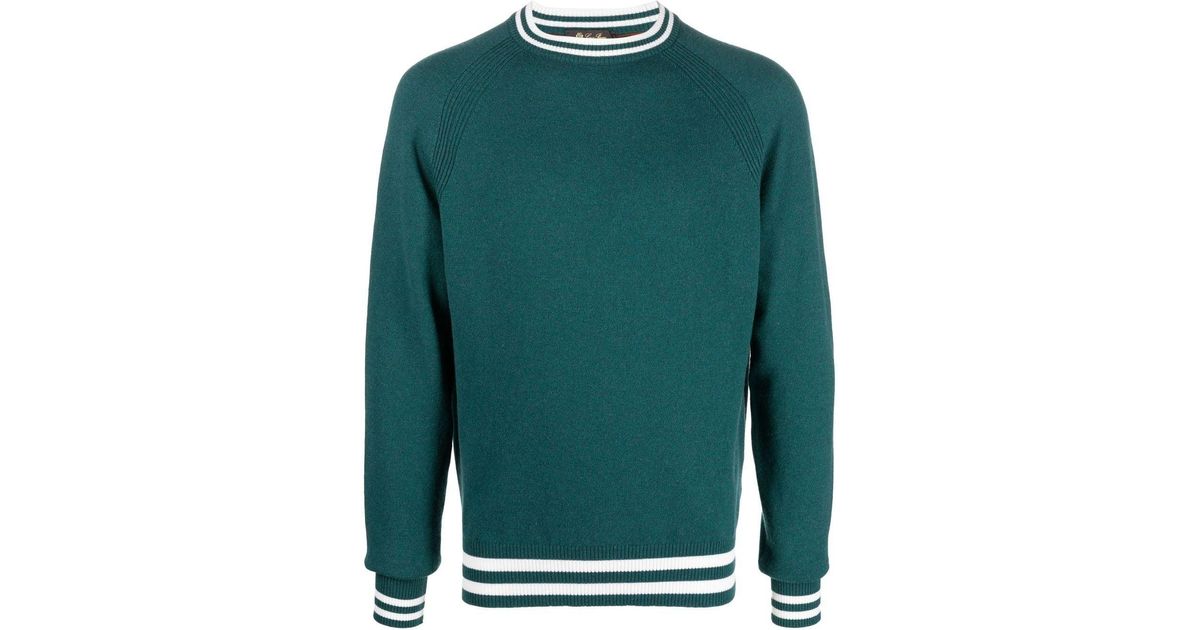 Loro Piana Tipped Cashmere Jumper in Green for Men | Lyst