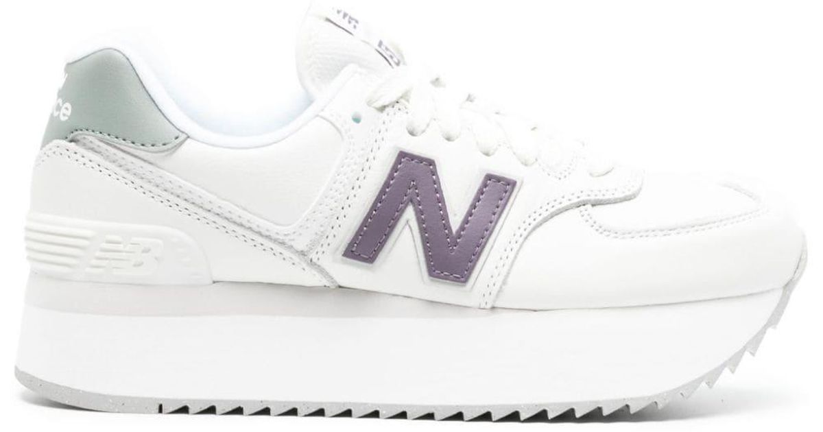 New Balance 574 Logo-patch Sneakers in White | Lyst