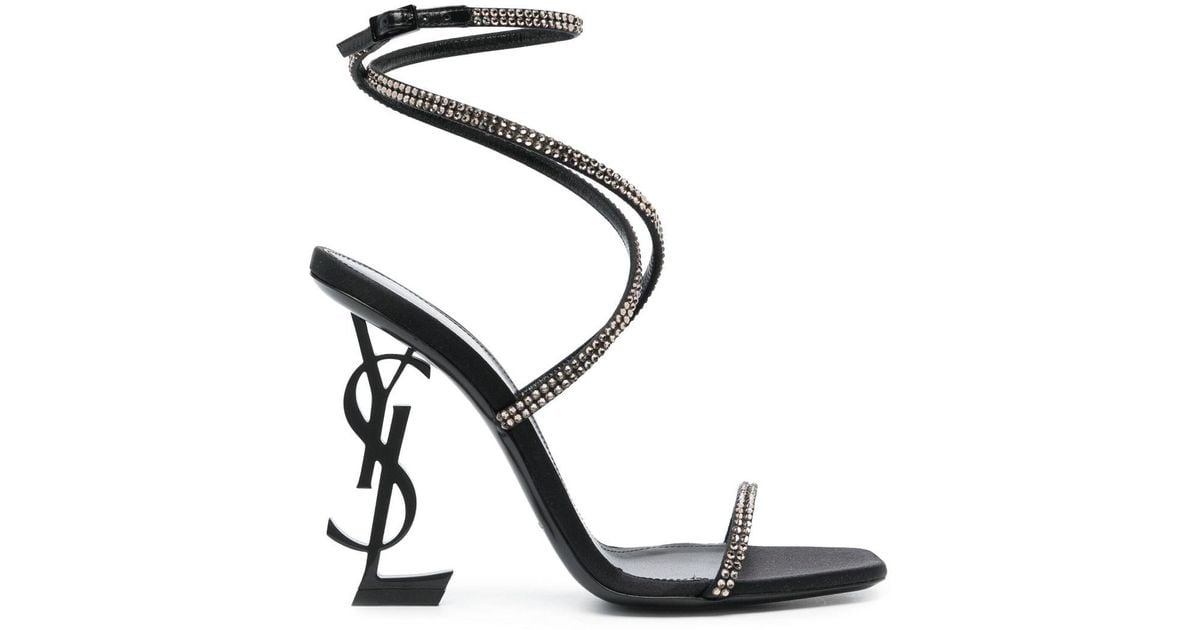 Saint Laurent Opyum 120Mm Ysl Heel Sandals in Black Lyst
