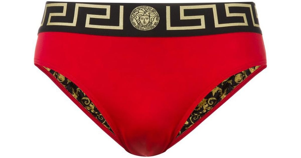 Versace Synthetic Greek Key Medusa Swim Briefs in Red for Men Lyst Canada