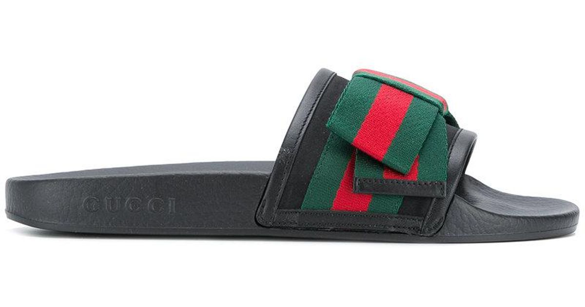 gucci flat pursuit slide with bow