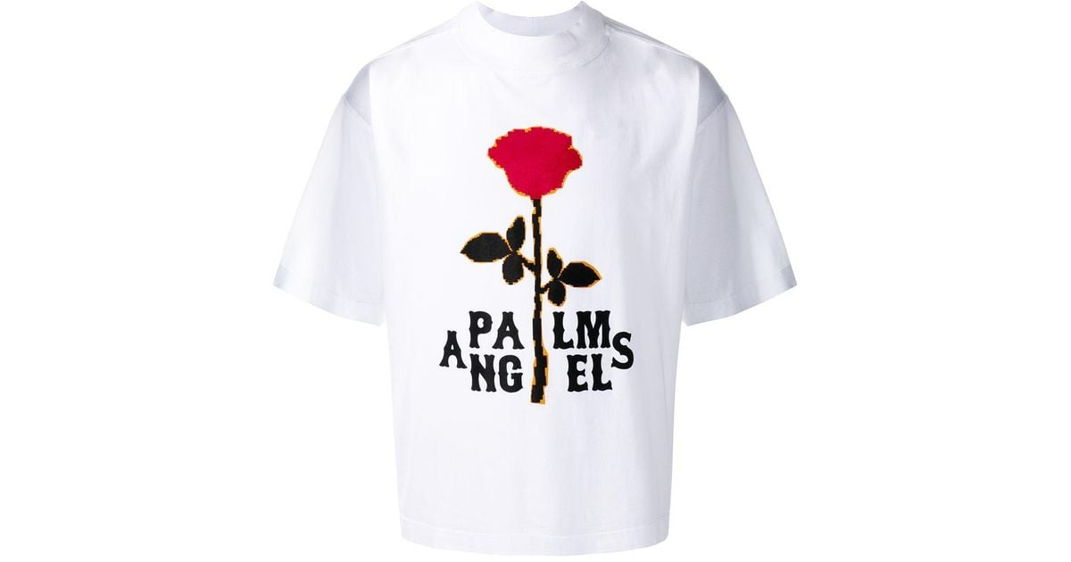 Palm Angels Baumwolle T-Shirt mit Rosen-Print in Weiß für Herren - Lyst