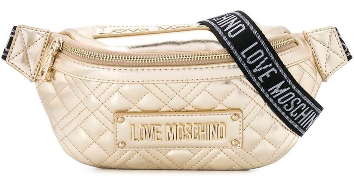 Love Moschino Quilted Logo Belt Bag in Gold (Metallic) - Lyst