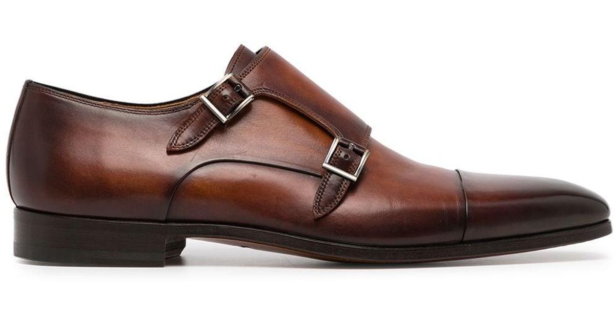 Hombre Zapatos de Zapatos sin cordones de Zapatos con hebilla Zapatos monk con tira doble Santoni de Cuero de color Marrón para hombre 