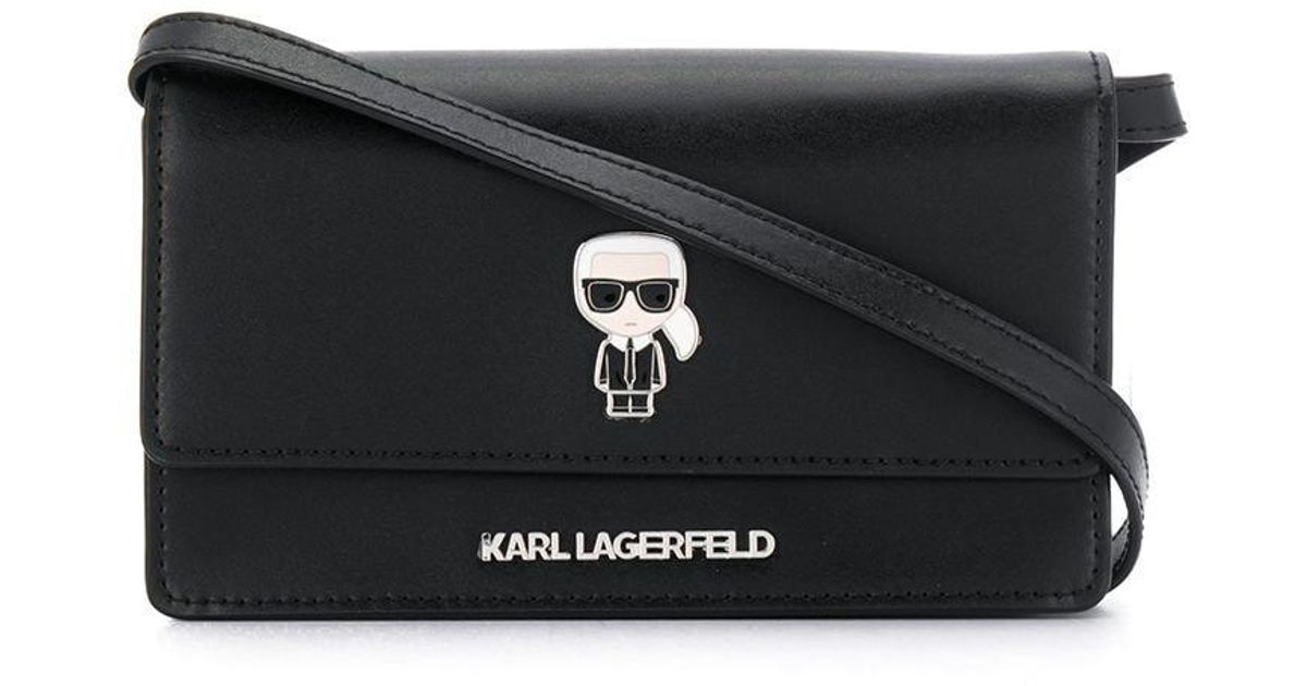 Karl Lagerfeld Leather K/ikonik Cross Body Bag in Black - Lyst
