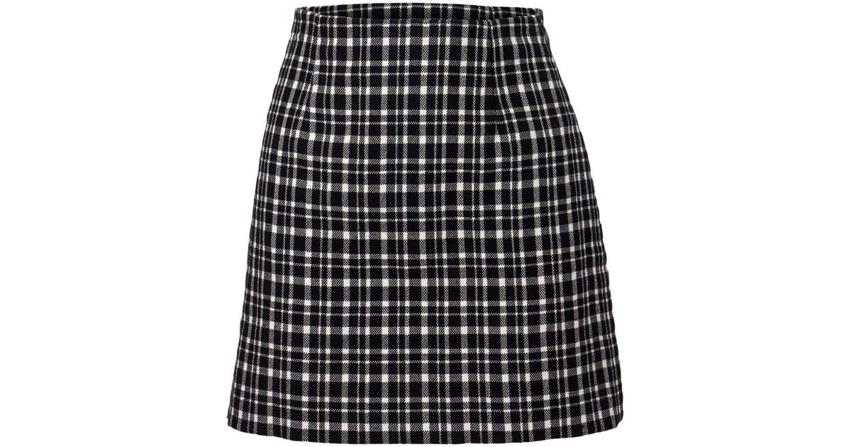 Carolina Herrera Plaid Mini Skirt in Black | Lyst