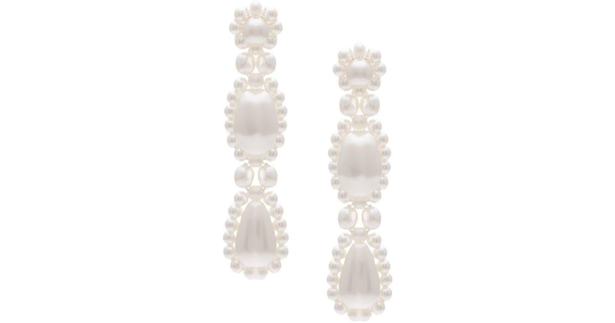 Lyst Simone Rocha Tripple Drop Earrings In White