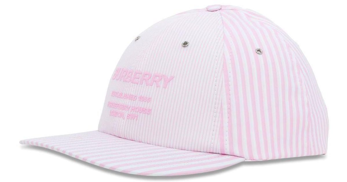 Burberry Cotton Horseferry Striped Baseball Cap in Pink for Men | Lyst