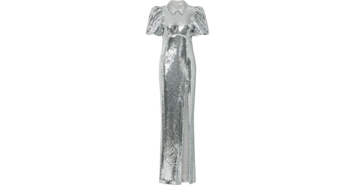 rebecca vallance silver dress REBECCA VALLANCE Sterling Diamante Metallic Jacquard Mini Dress