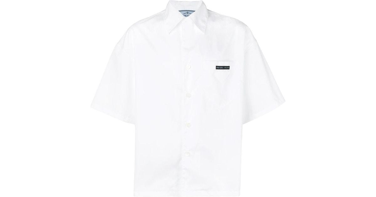 Prada Cotton Boxy-fit Shirt in White for Men | Lyst