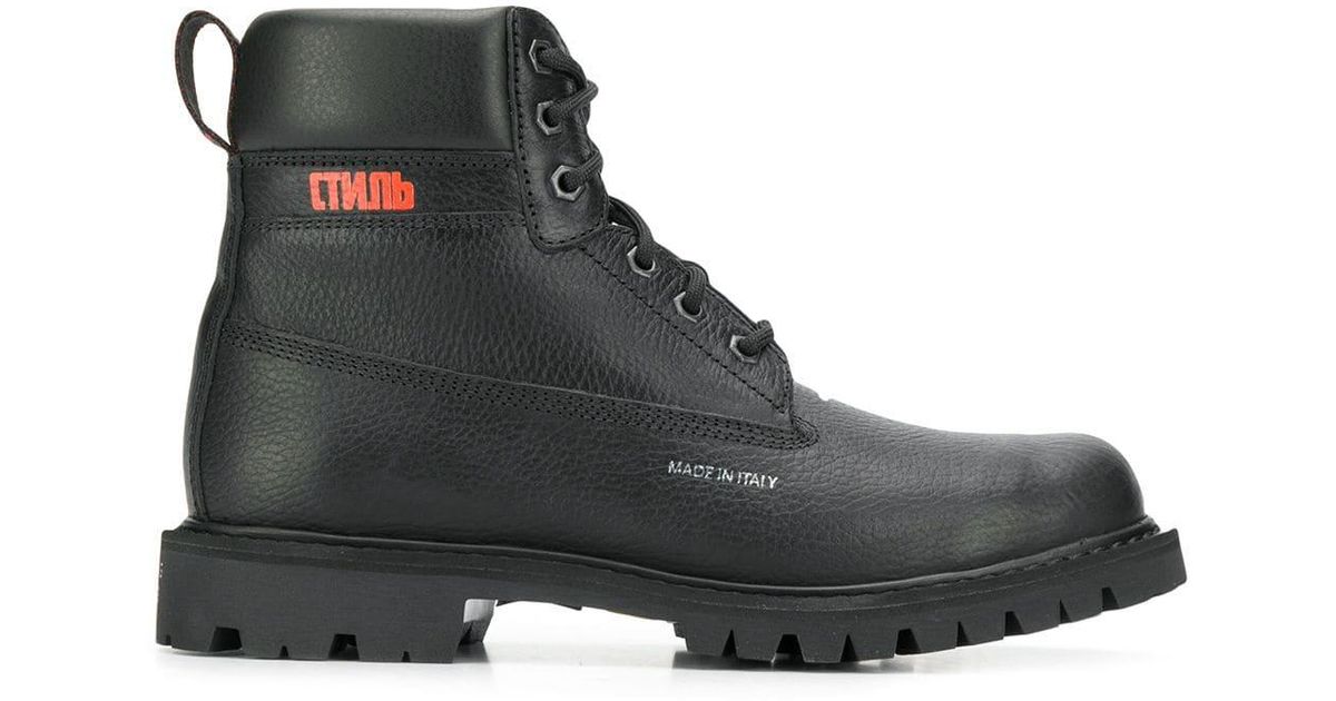 preston leather and logo ankle boot