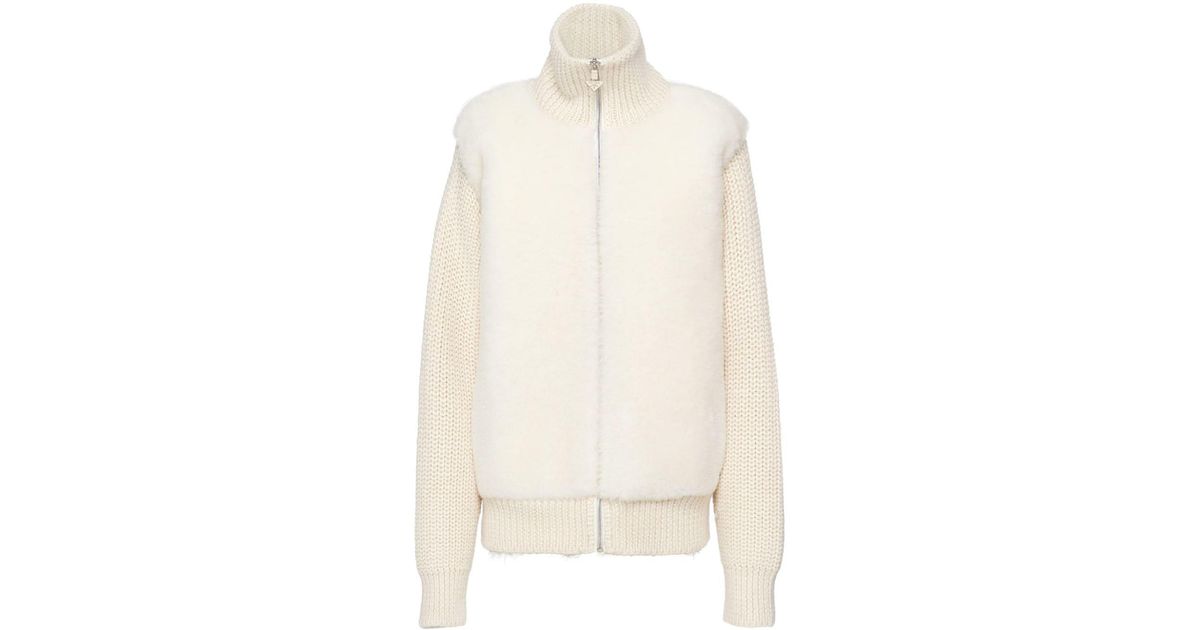 Prada alpaca zip-up cardigan - Neutrals
