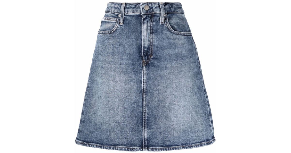 Calvin Klein High-waist Denim Skirt in Blue - Lyst