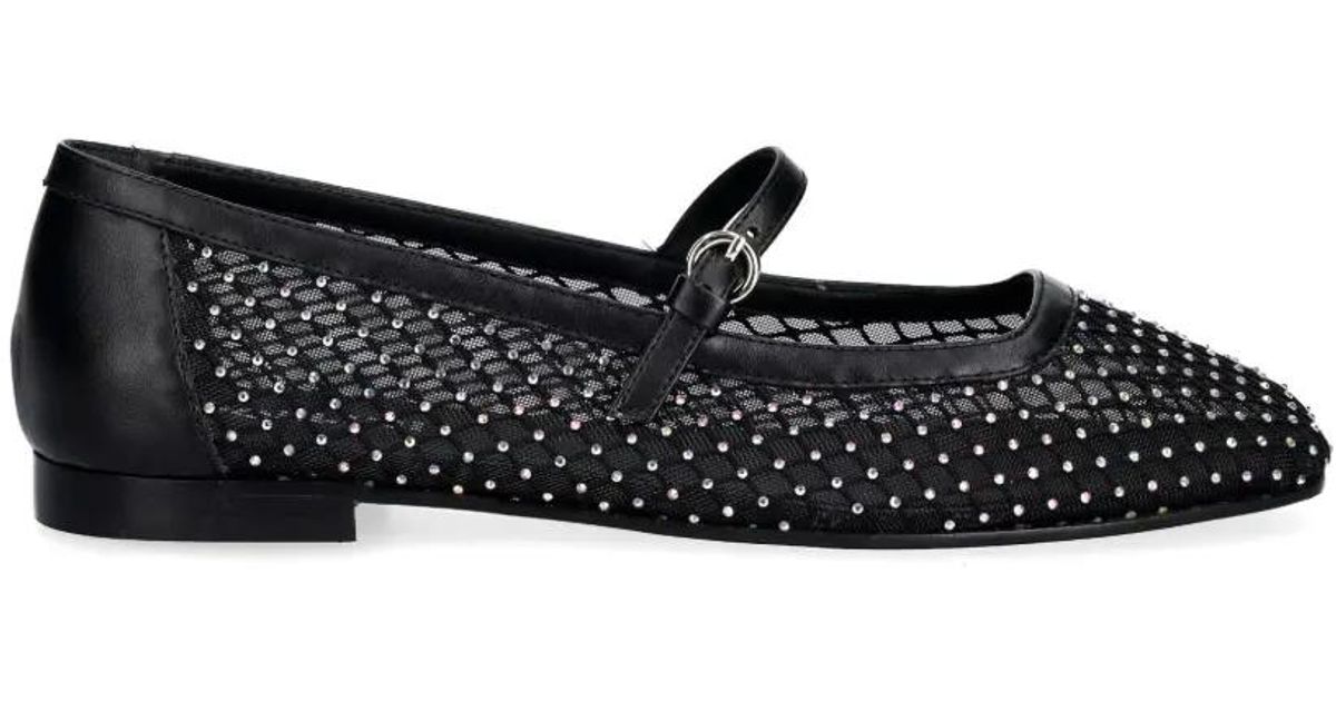 Slapi Pollini Pollini Ballerines En Mesh À Ornements En Cristal in Black | Lyst