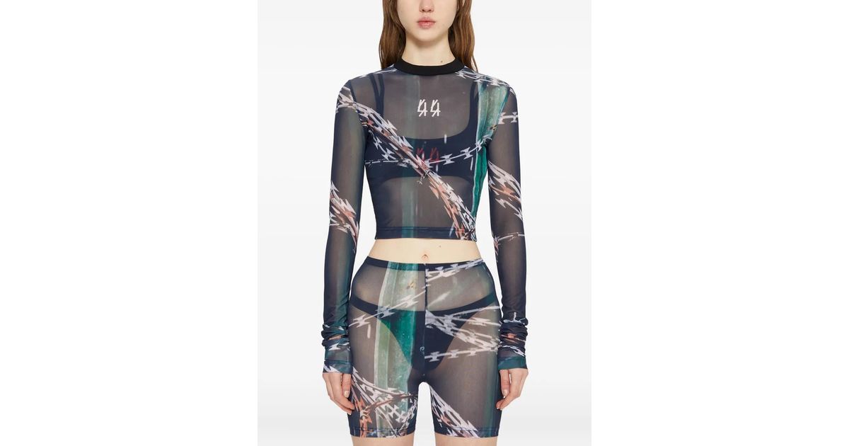 44 Label Group Long-Sleeve Tulle Top in Blue | Lyst