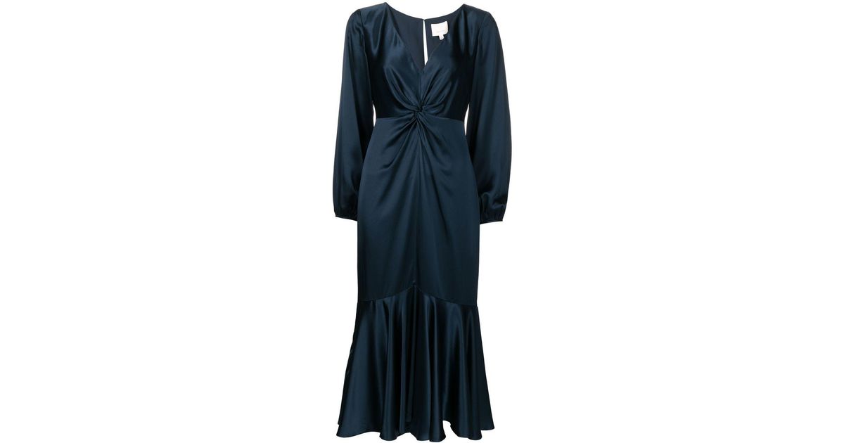 Cinq À Sept Velda Satin Midi Dress in Blue | Lyst