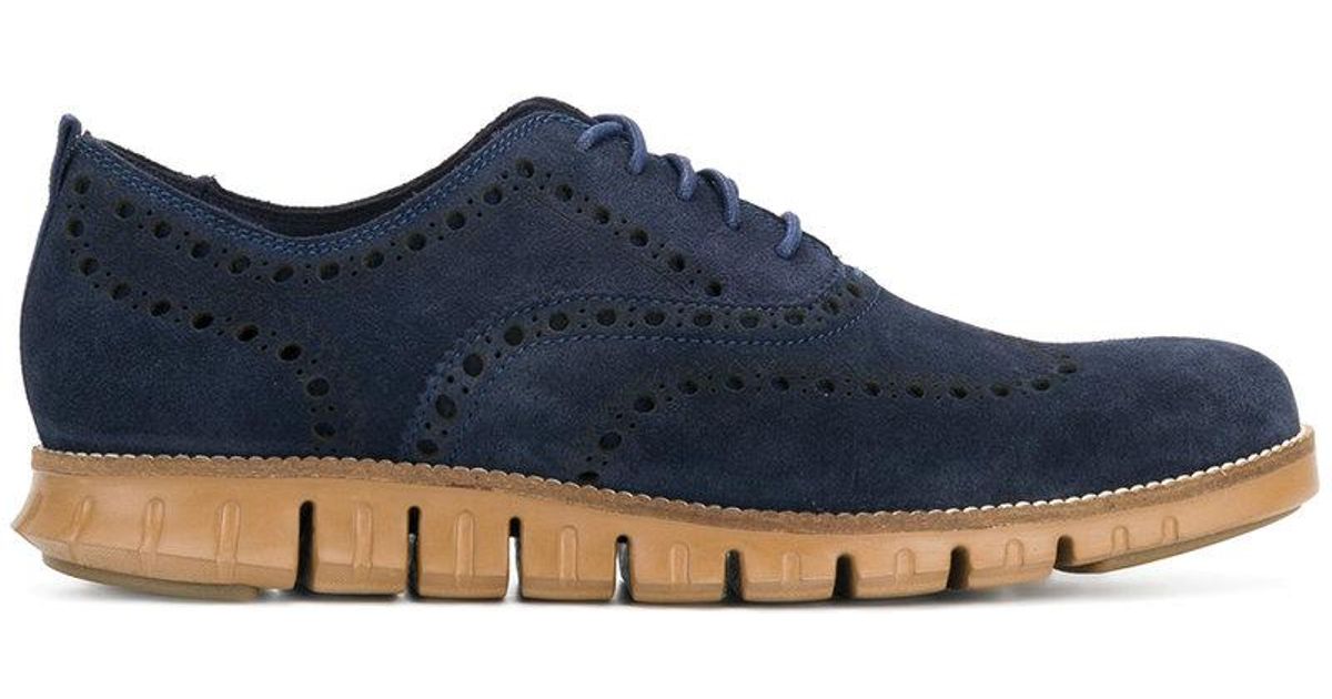 Cole Haan Suede Ridged Sole Oxford Shoes in Blue for Men Lyst