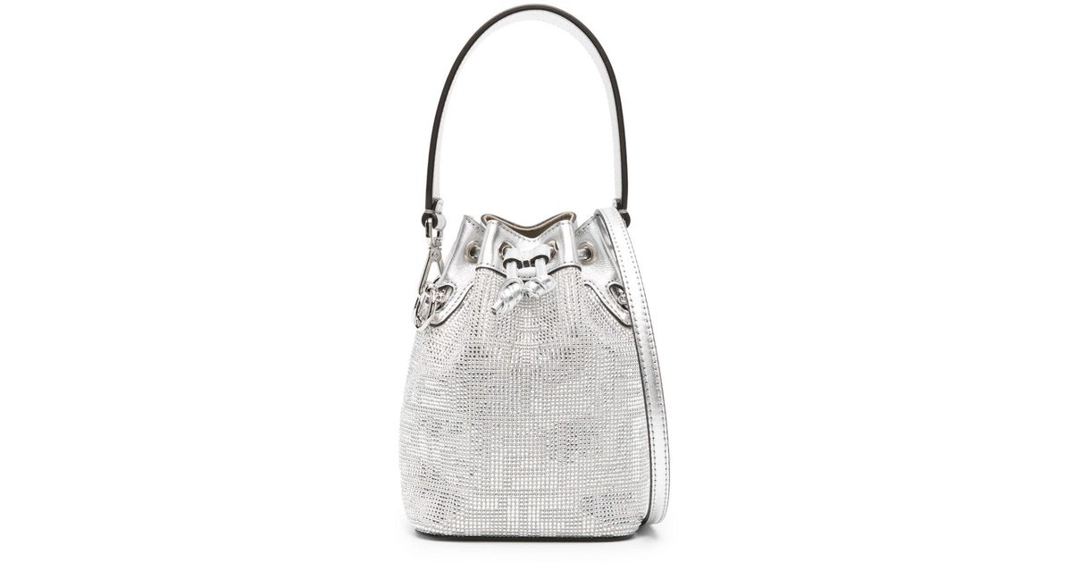 ハンドバッグ FENDI MINI MON TRESOR CRYSTAL Fendi Mini Mon Tresor Crystal Bucket Bag in White | Lyst