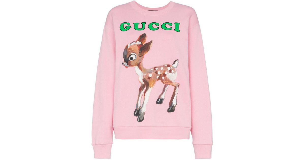 Bambi Print Cotton Sweatshirt in Pink 
