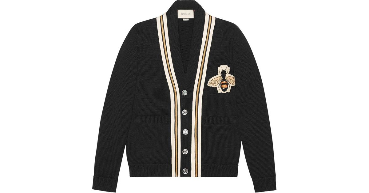 Gucci Wool Cardigan With Bee Appliqué 