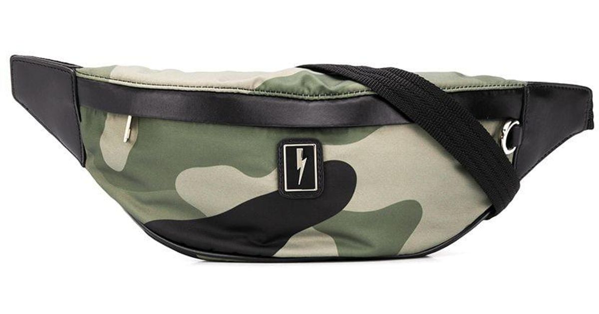 Neil Barrett Leather Logo Patch Belt Bag in Green for Men - Lyst