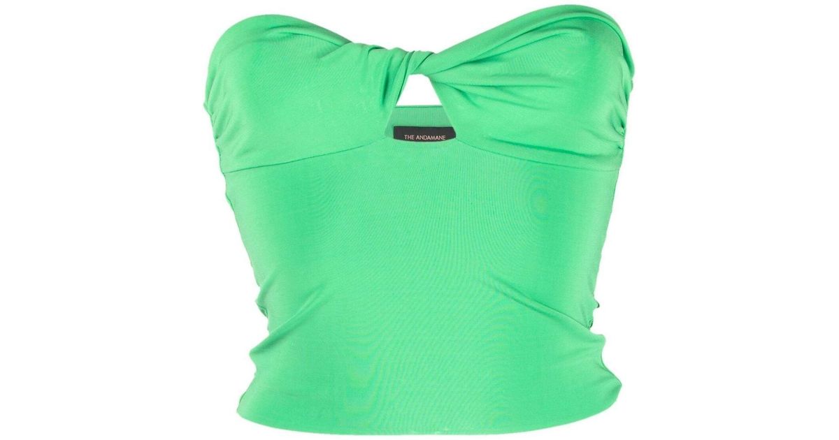 The Andamane Twist-detail Strapless Top in Green | Lyst