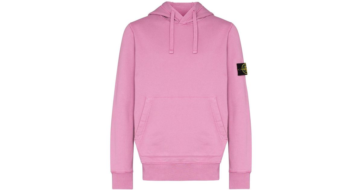 Stone Island Cotton Hoodie in Pink for Men | Lyst UK