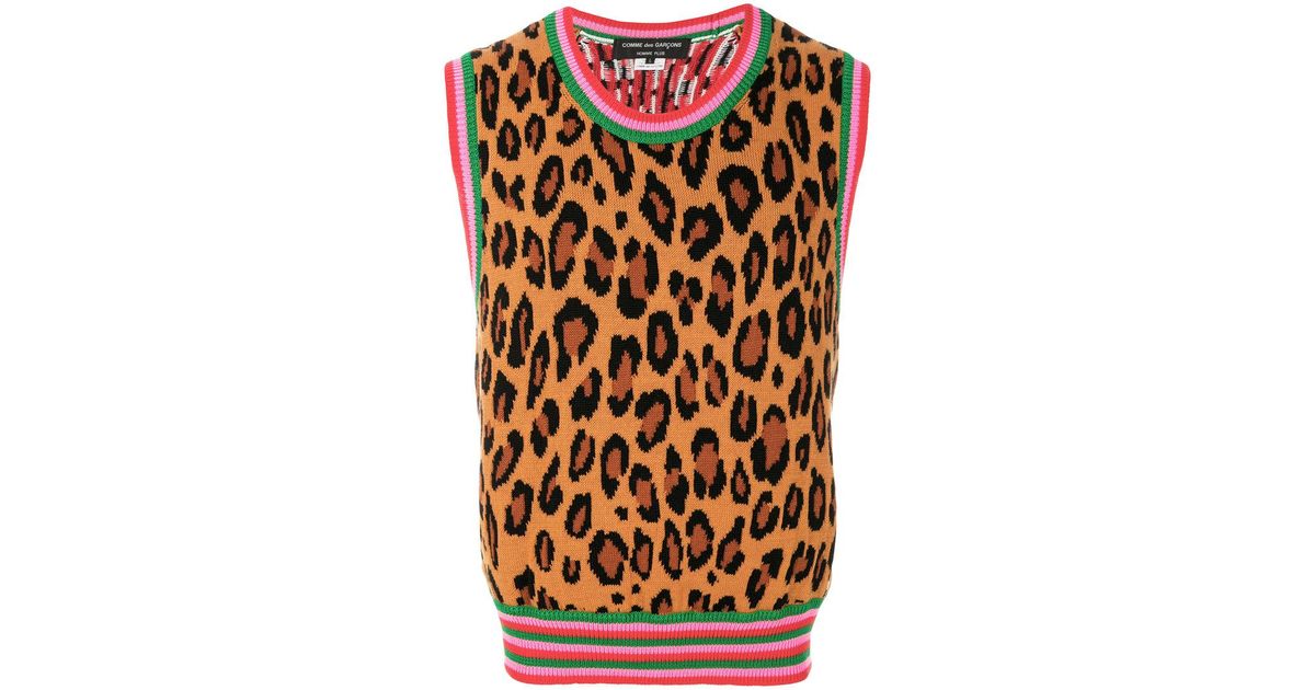 Comme des Gar ons Leopard Print Sweater Vest for Men Lyst Canada