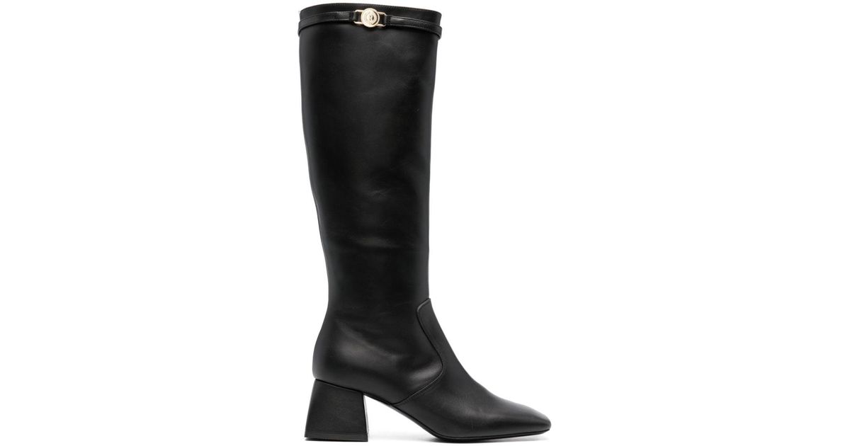 Pollini Mannish 80mm Leather Boots in Black | Lyst