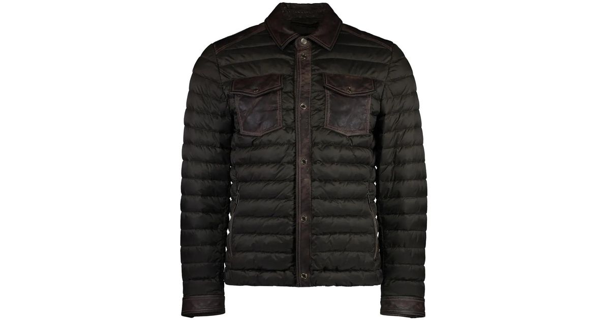Moorer Leather Down Jacket in Black for Men | Lyst