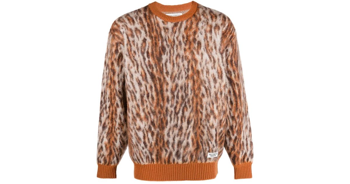 Wacko Maria Leopard-print Knit Jumper in Brown for Men | Lyst
