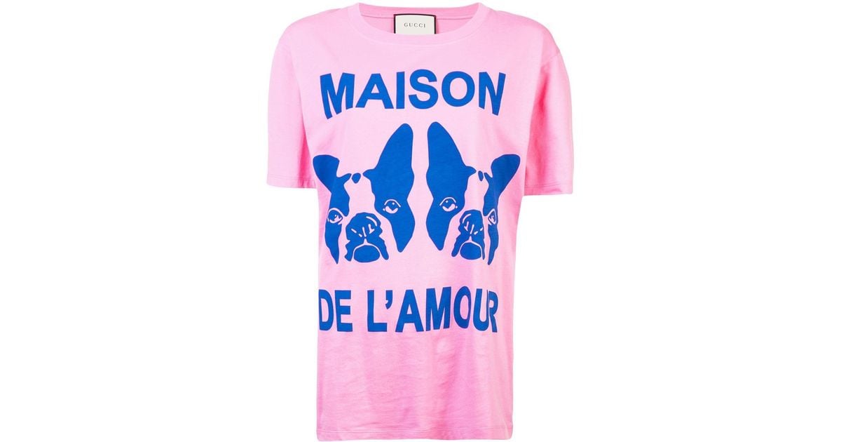 Camiseta oversize con bulldog francés Gucci de Algodón de color Rosa | Lyst
