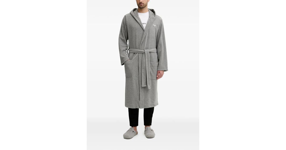 BOSS Logo-Detail Robe in Grey for Men | Lyst UK