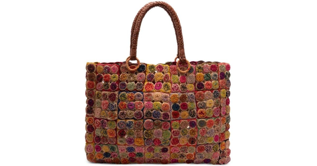 Jamin Puech Paris Mosaique Raffia Tote Bag in Brown | Lyst