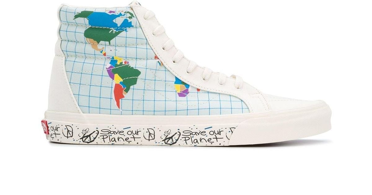 Vans World Map High-top Sneakers in Blue for Men | Lyst