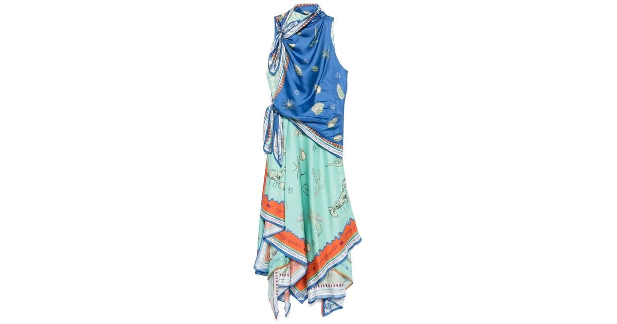 knee length dresses for ladies Alemais Women's Surrealist Summer Midi Silk Dress – Saint Bernard main image 1