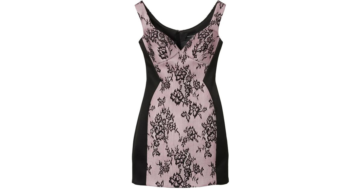 Marc Jacobs Floral-Lace Panelled Mini Dress in Black | Lyst