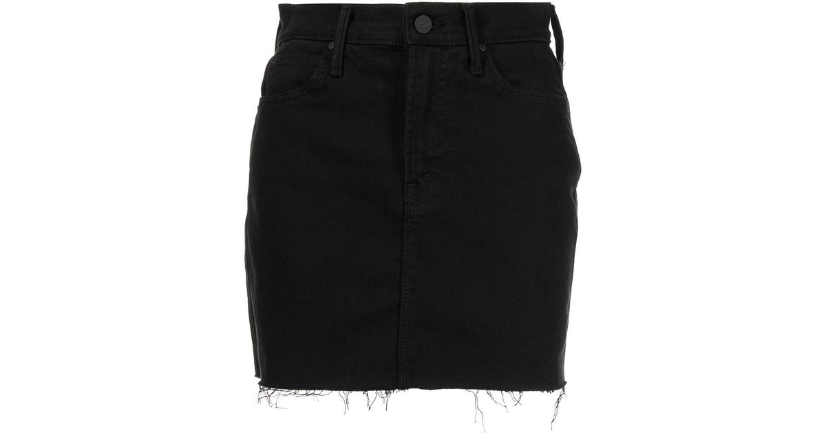 Mother Frayedhem Denim Skirt in Black Lyst
