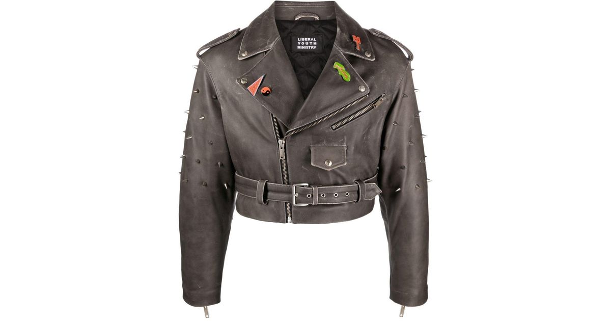 Liberal Youth Ministry Studded Leather Biker Jacket in Gray for Men Lyst