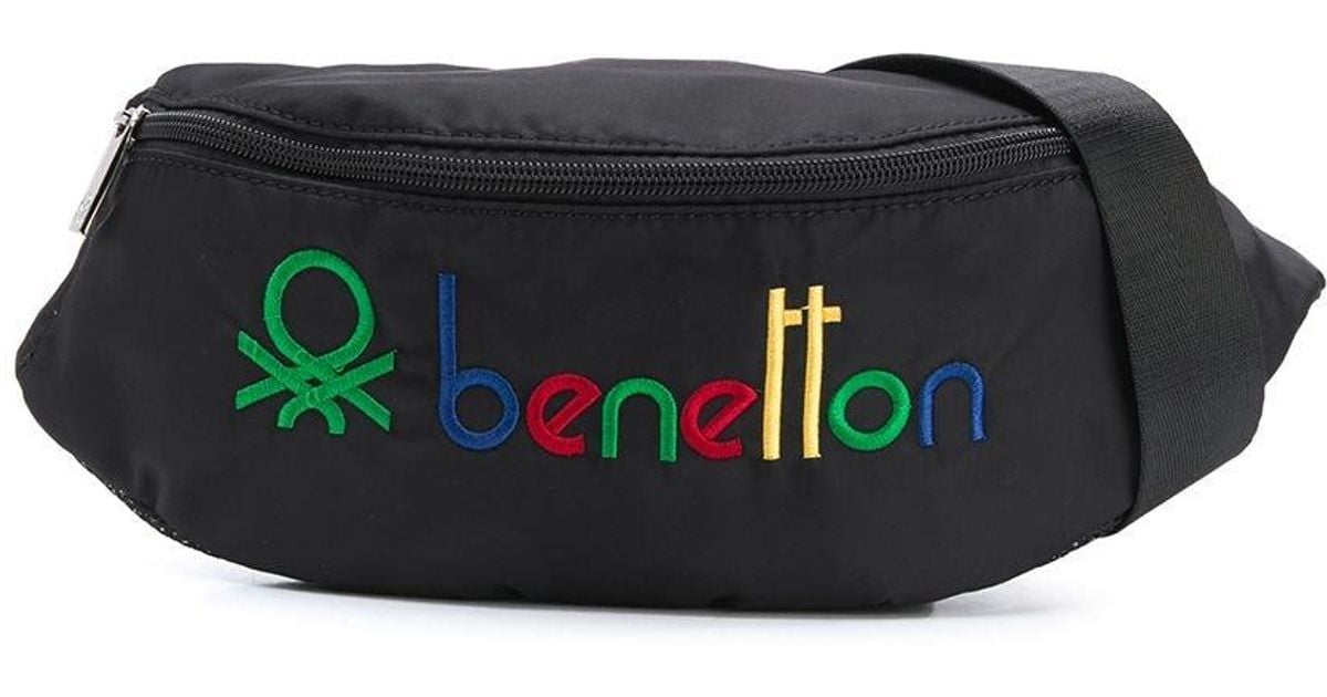 Benetton Embroidered Logo Belt Bag in Black for Men Lyst