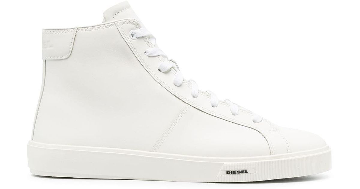 DIESEL Leather Hightop Sneakers in White for Men Lyst