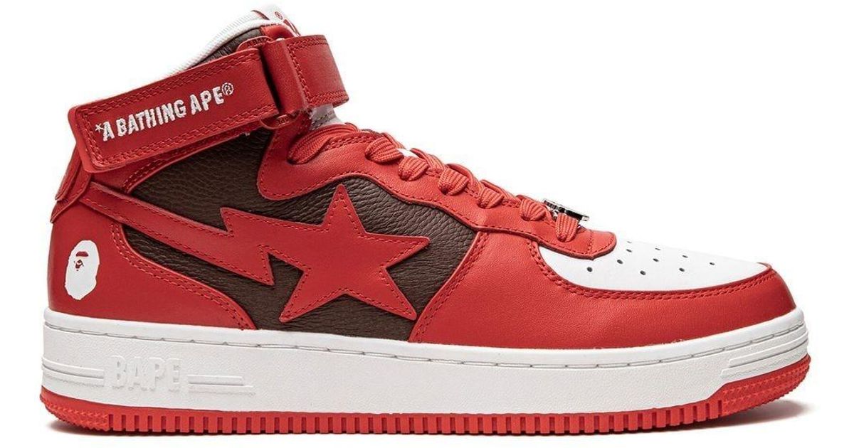 A Bathing Ape Bape Sta Mi #2 M2 Sneakers in White Red for Men Save 15% Mens Trainers A Bathing Ape Trainers 