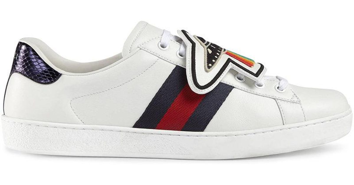 Zapatillas Ace con parches removibles Gucci de Cuero de color Blanco para  hombre | Lyst