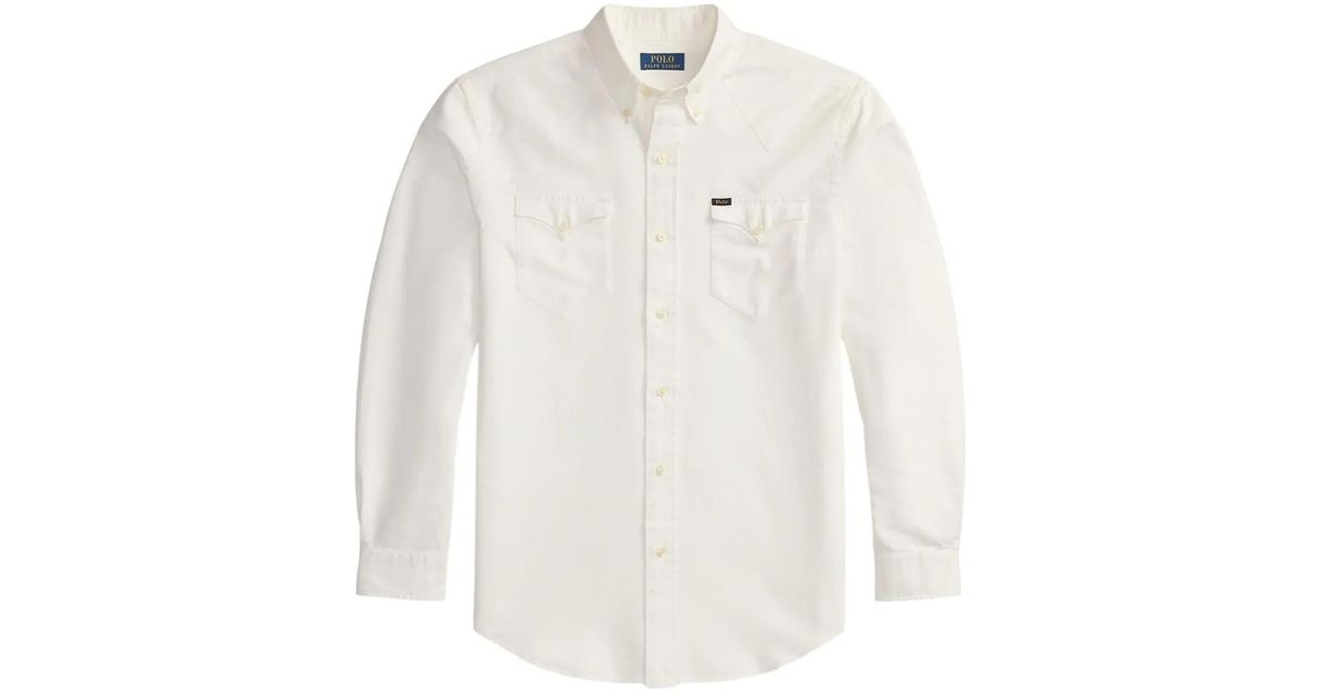 Polo Ralph Lauren Long-Sleeve Pocket Shirt in White for Men | Lyst UK