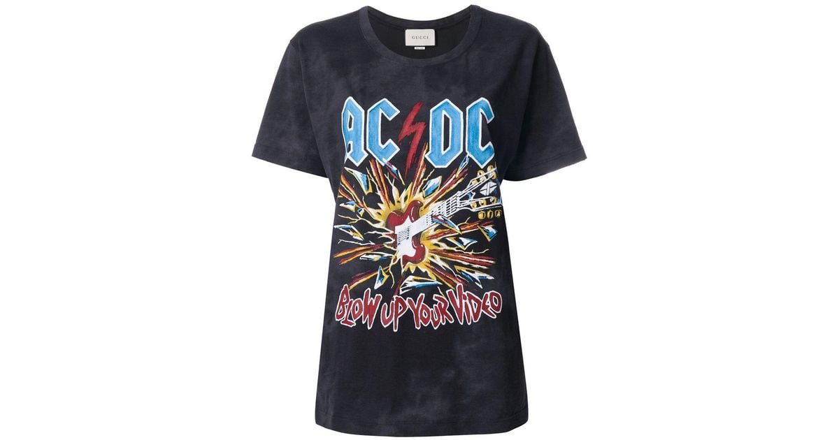 T-shirt stampata 'AC/DC' di Gucci in Grigio | Lyst