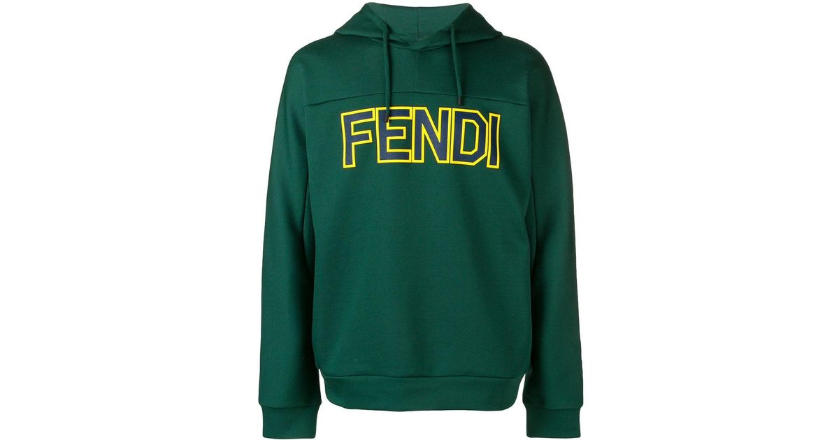 Fendi Logo Print Hoodie in Green for Men | Lyst Canada