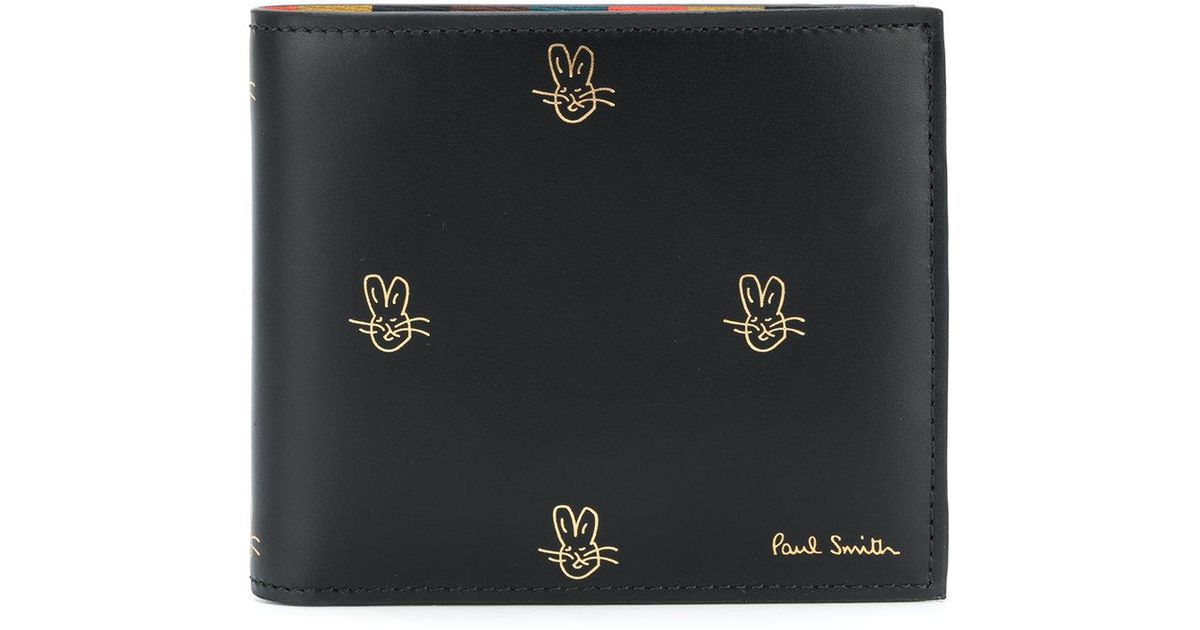 Paul Smith Leather Rabbit Print Bi Fold Wallet In Black For Men Lyst