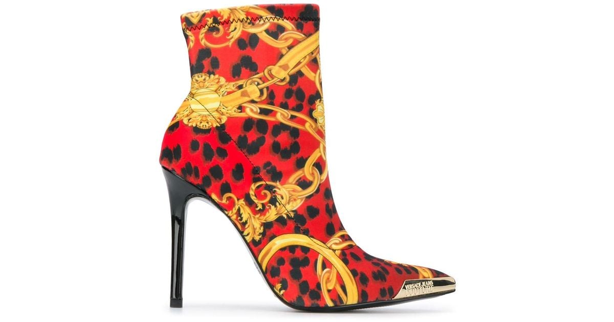 versace red jeans boots