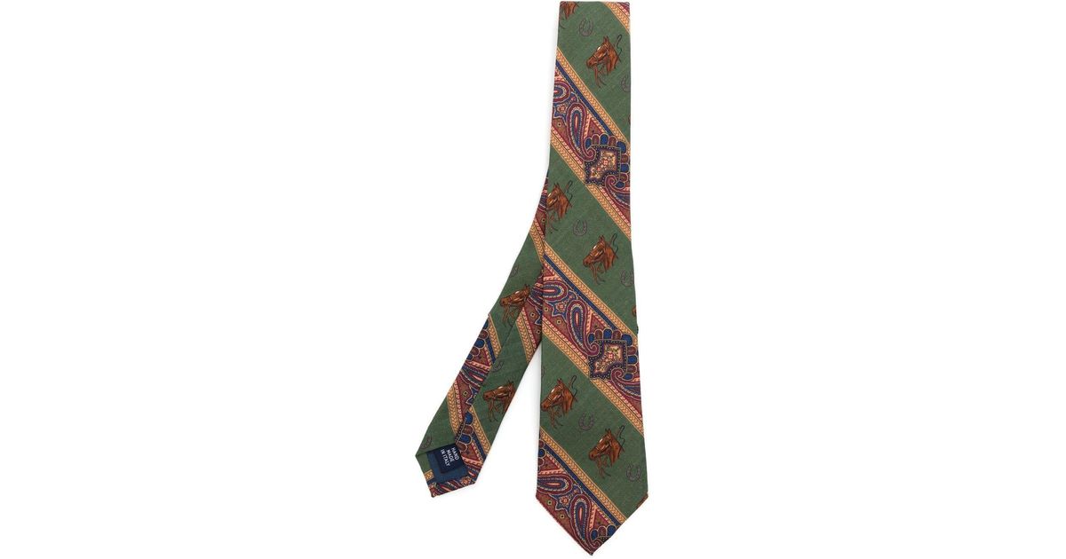 Polo Ralph Lauren Equestrian Tapestry Wool Challis Tie in Green for Men |  Lyst