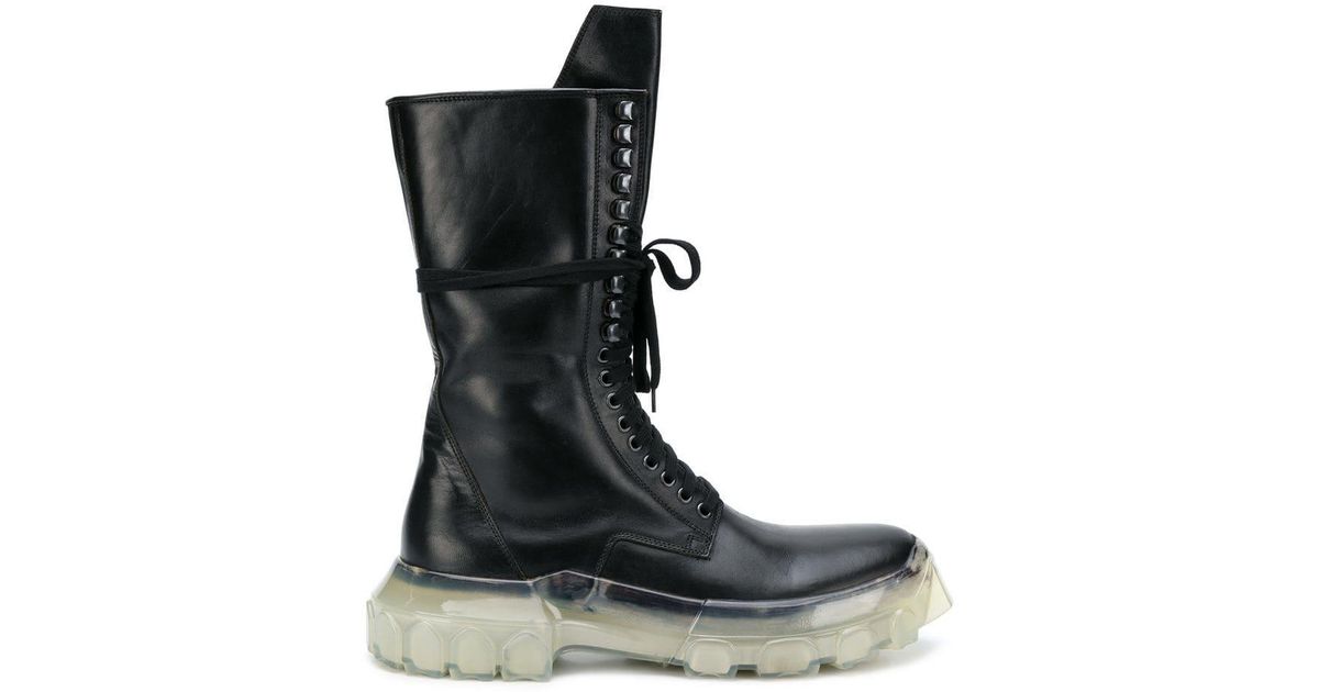 Rick Owens Lace-up Tractor Boots in Black for Men | Lyst